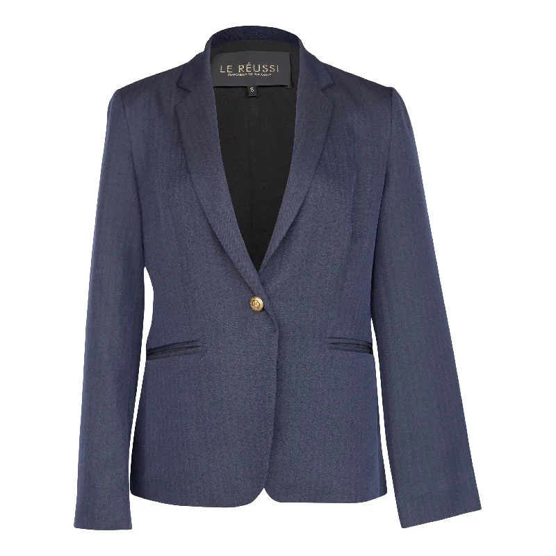 Navy Peak-Lapels Single-Breasted Blazer Women's Premium Blazer