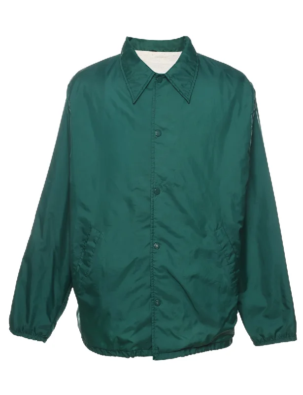 1980s Green Coach Jacket - XL Welt Pockets Slit Pockets Flap Pockets