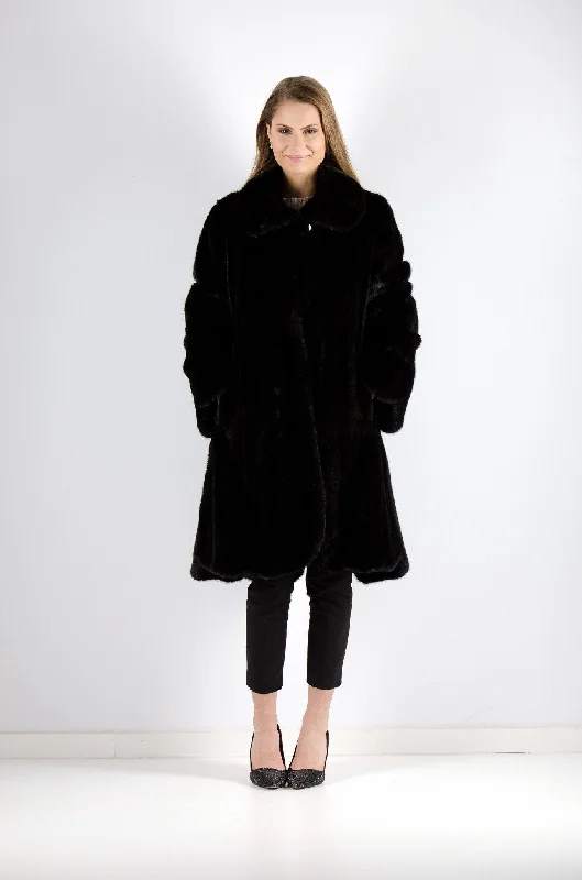 22 | Black Mink Coat Wool Cashmere Tweed