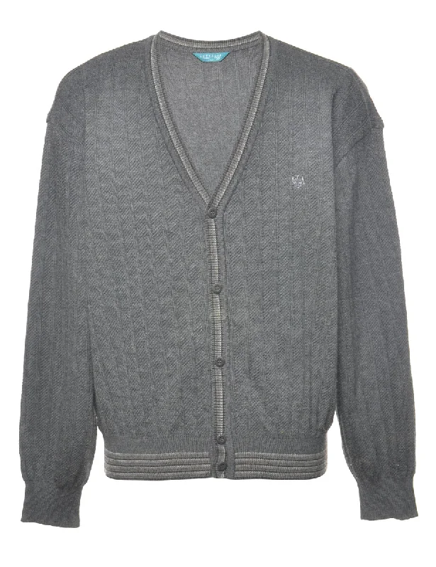 Classic Grey Cardigan - L Hooded Caped Shawl Collar