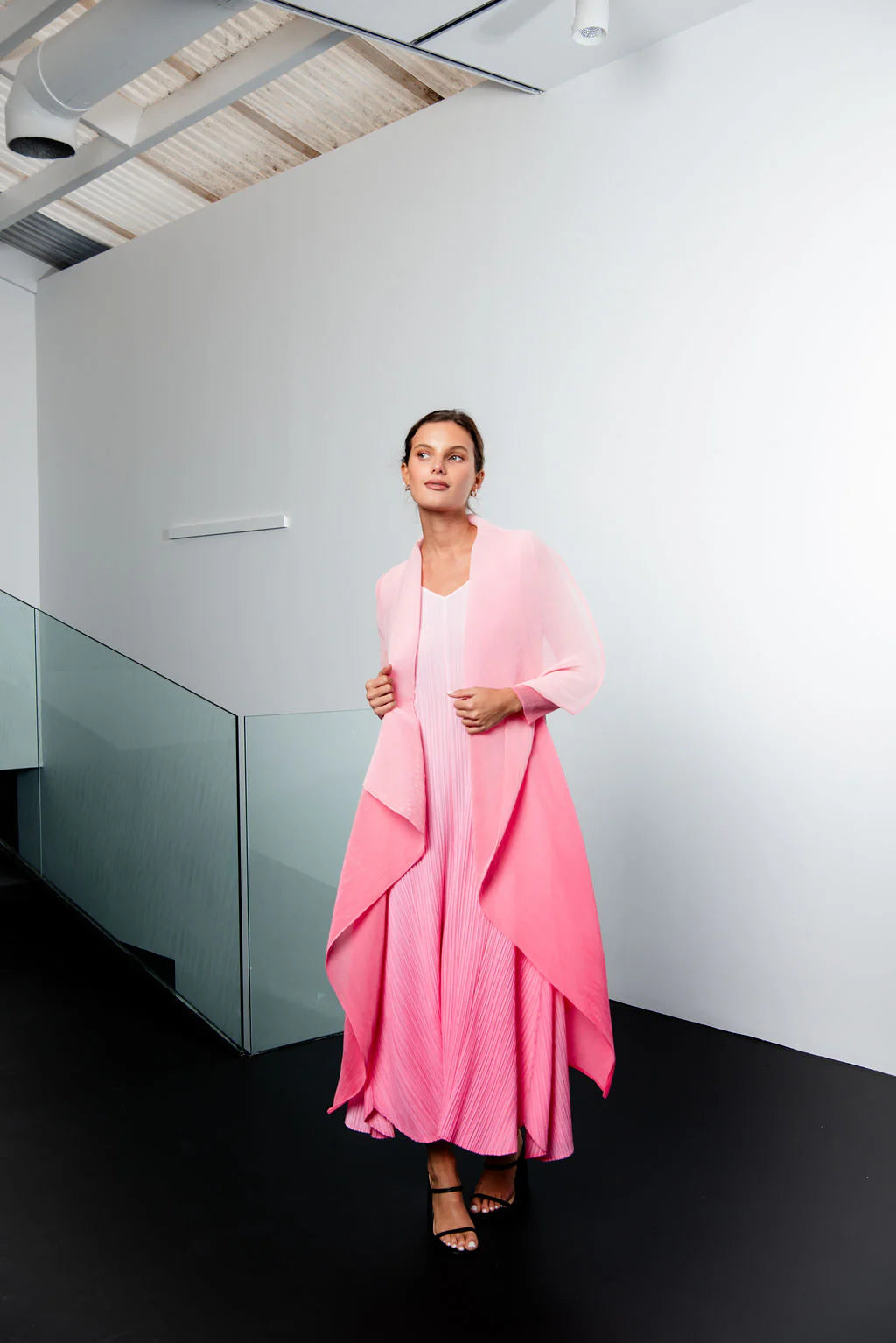 ALQUEMA |  COLLARE COAT & DRESS - PRIMROSE PINK Square Neck One-Shoulder Off-the-Shoulder