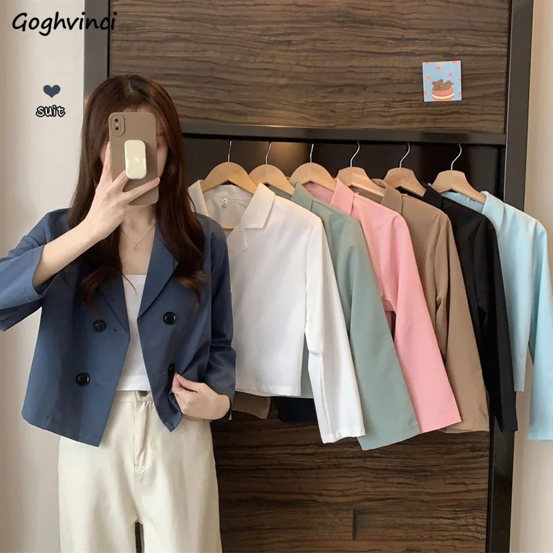 Blazers Woman Casual Office Ladies All-match Elegant Button Spring Sweet Long Sleeve Ins Simple Korean Style Basic Women's Simple Blazer