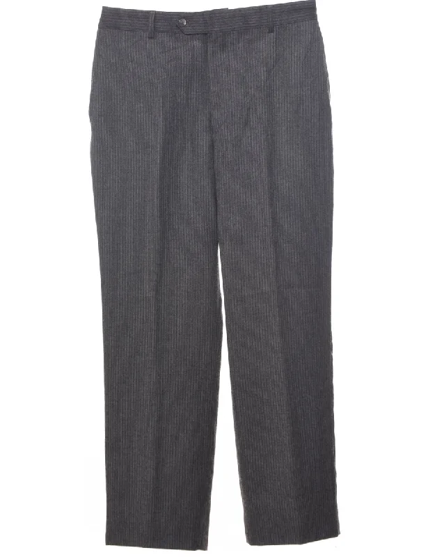 Pinstriped Tapered Fit Trousers - W33 L29 Trousers Low Rise Relaxed