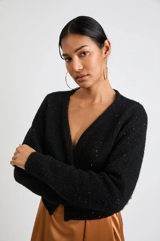 + Beryll Katharine Cropped Sparkle Cardigan | Midnight Faux Fur Fabric Real Fur Fabric Shearling Fabric