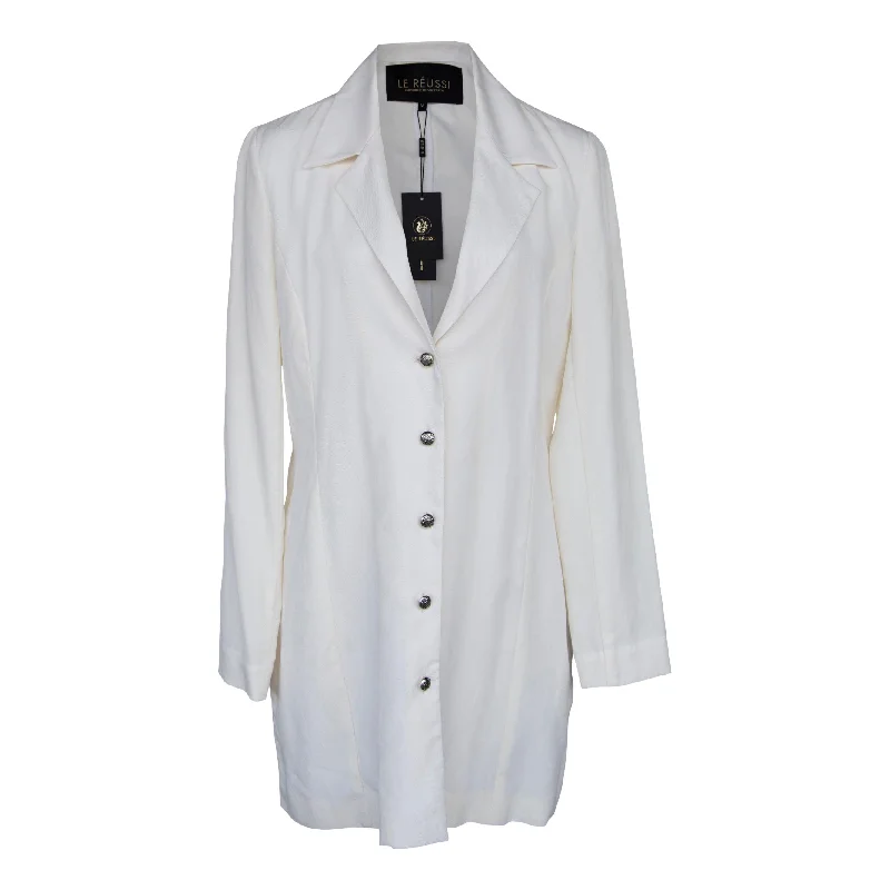 The Grace Long Blazer Dress in White Women's High-End Blazer