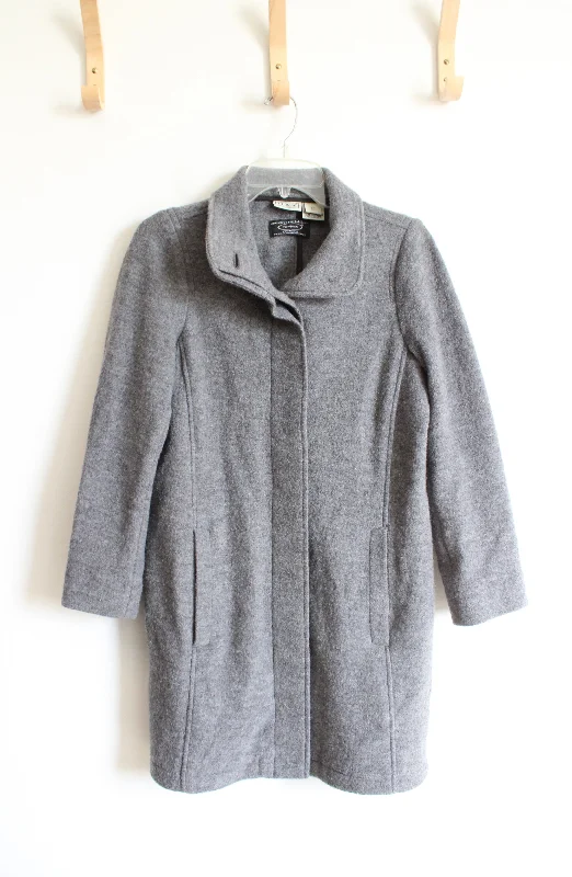 L.L. Bean Vintage Gray Wool Coat | XS Petite Quilted Jacket Anorak Windbreaker