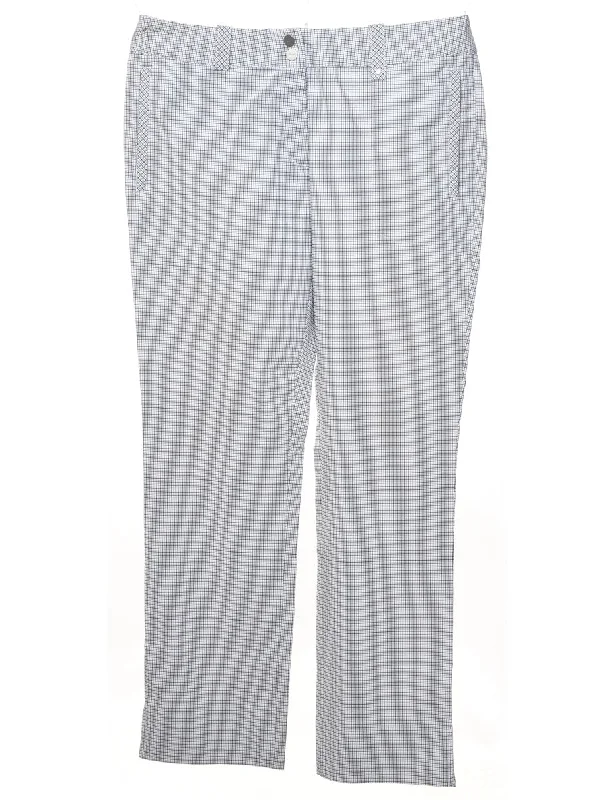 Nike Checked Light Grey Trousers - W34 L30 Trousers Striped Patterned