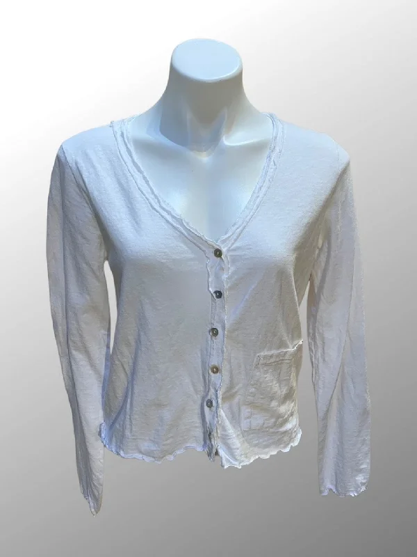 Linen Cotton Crop Pocket Cardigan Stylish Fashionable Trendy