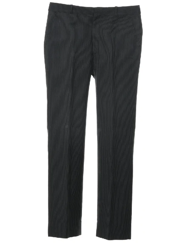 Pinstriped Black Trousers - W33 L31 Trousers chic elegant