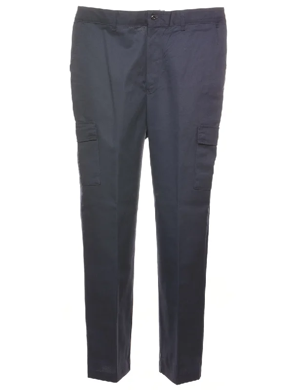 Navy Suit Trousers - W36 L34 Trousers Harem Relaxed Fit