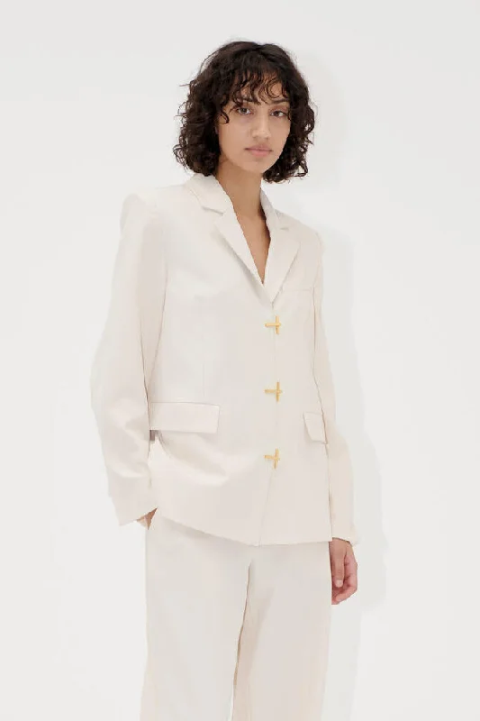 Relaxed fit slit blazer - Ivory Women's Elegant Blazer