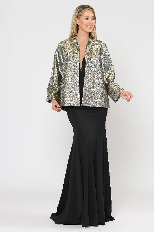 Plus Size Two Tone Metallic Formal Jacket by Poly USA JK1908 Jacket Blazer Coat