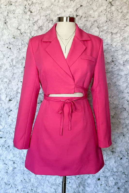 Sapphire Hot Pink Blazer Cut Out Dress Women's Trendy Jacket