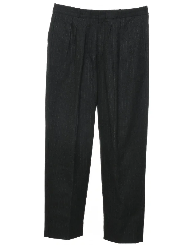 Pinstriped Black Trousers - W34 L30 Trousers stylish modern