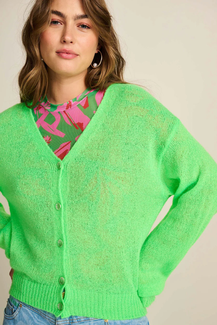 Neon Cardigan Sequined Glittery Shiny