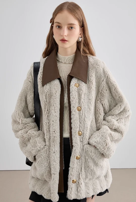 Bicolor Fur Coat Houndstooth Coat Plaid Coat Tartan Coat