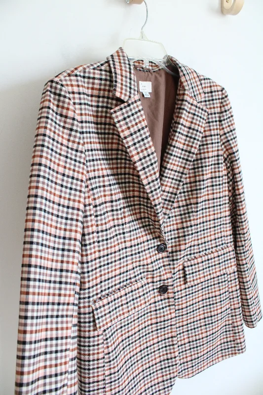 A New Day Brown Black & Pink Plaid Blazer | M Women's High-End Blazer