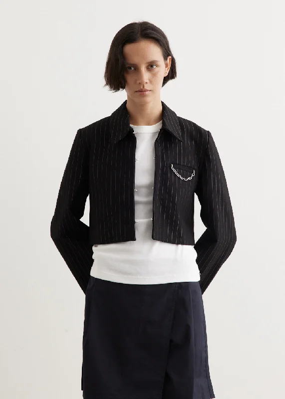 Compact Stripe Jersey Short Blazer Winter Women's Blazer