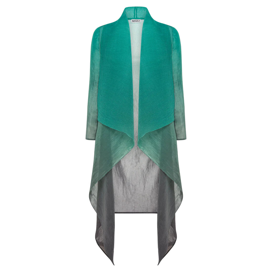 ALQUEMA |  COLLARE COAT & DRESS - VIVID GREEN TO SHADOW Suede Faux Fur Shearling