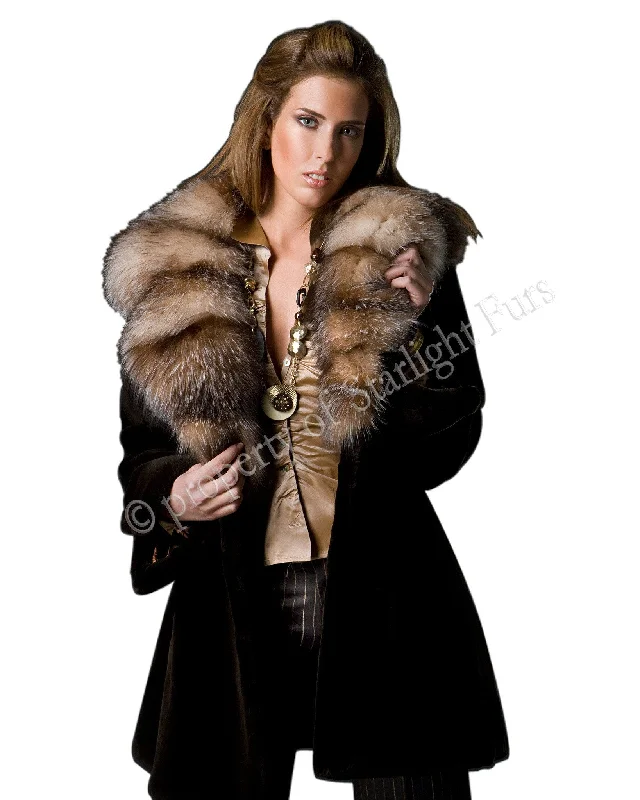 33 | Brown Sheared Beaver Coat Nylon Polyester Spandex