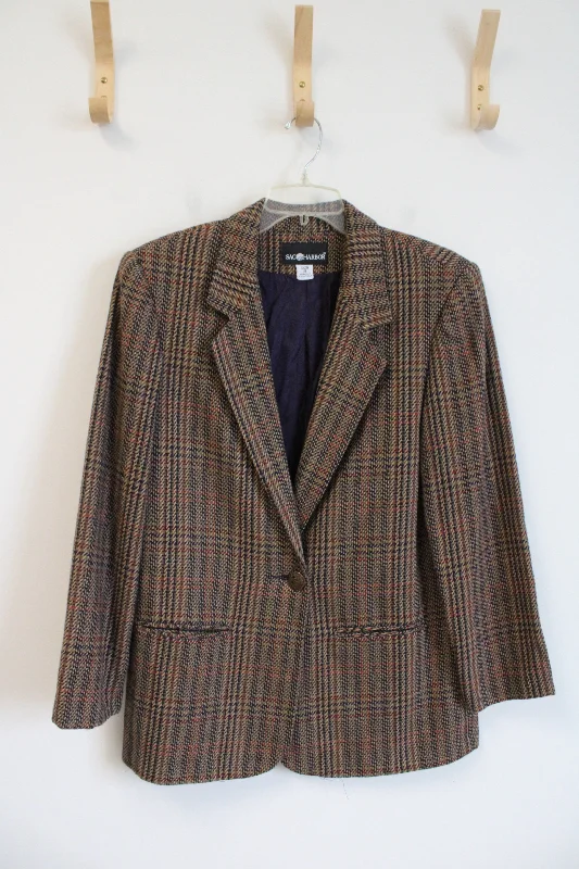 Sag Harbor Vintage Brown Plaid Blazer | 10 Women's Designer Suit