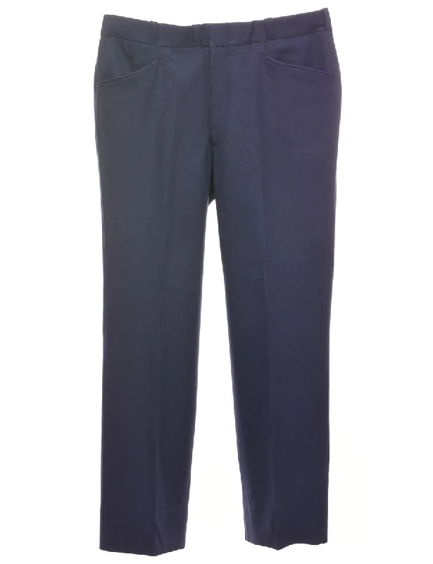 Navy Suit Trousers - W34 L30 Trousers Pleated Formal