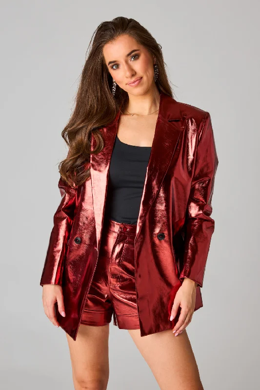 Avery Oversized Metallic Blazer - Bronze Women's Luxurious Jacket