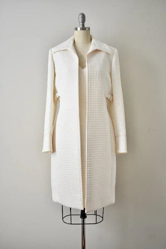 White Anne Klein Dress and Jacket Suit Embroidered Jacket Appliqued Jacket Beaded Jacket