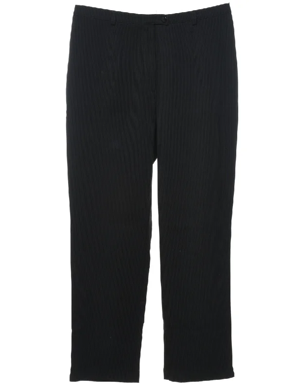 Pinstriped Black Trousers - W32 L28 Trousers fashionable trendy