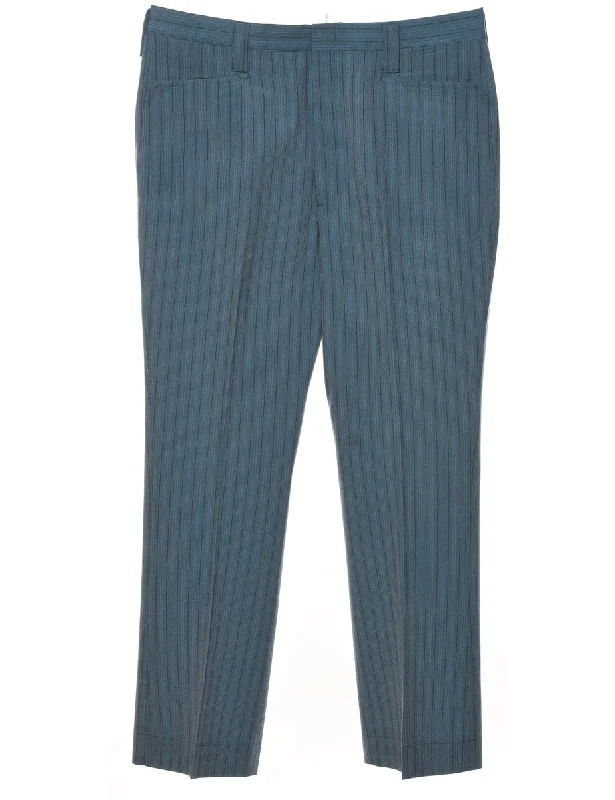 Pinstriped Blue Trousers - W34 L29 Trousers sophisticated sleek