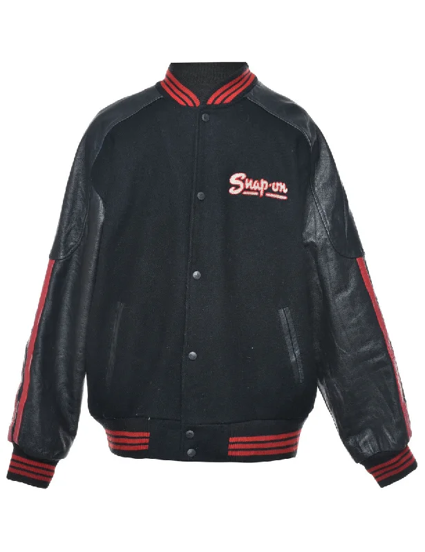 Black & Red Snap On Tools Team Jacket - L Front Pockets Side Pockets Patch Pockets