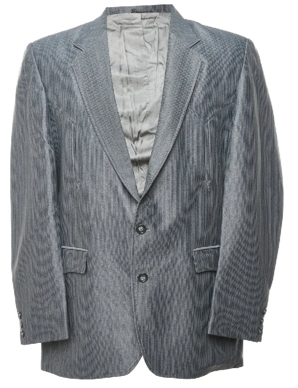 Grey Pinstriped Blazer - L Fashion Women's Blazer