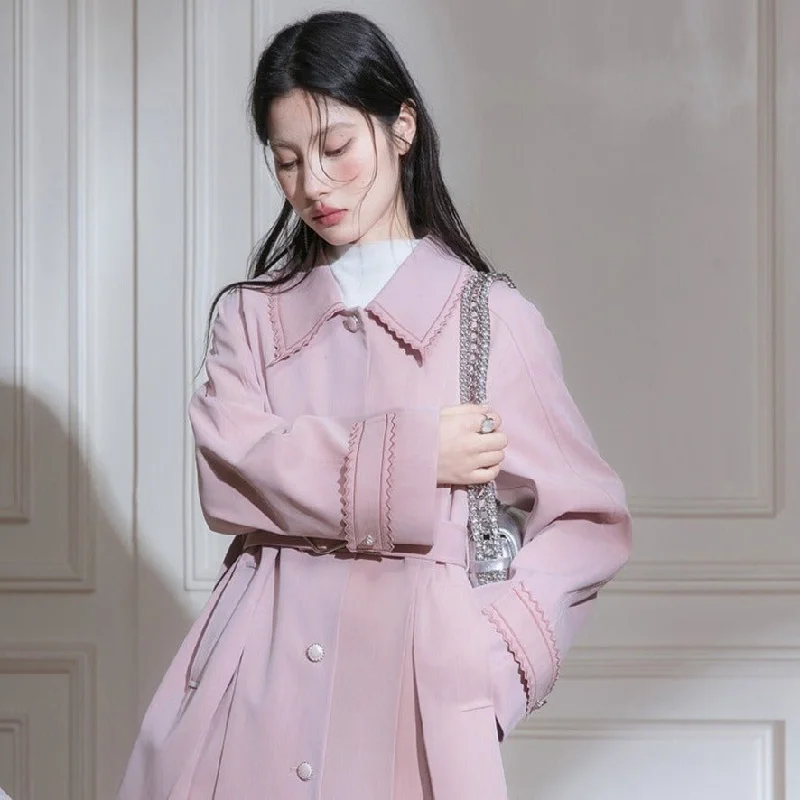 Blush Petal Trench Coat Trench Wool Cashmere