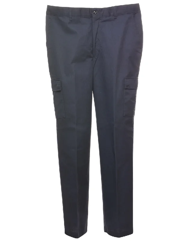 Navy Suit Trousers - W36 L34 Trousers Palazzo Wide Leg