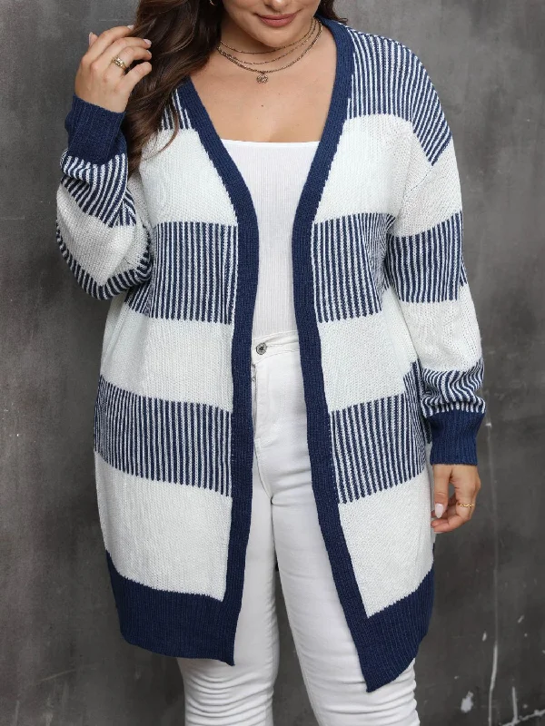 Hazel Blues® | Open Front Long Sleeve Cardigan Terry Blend Velvet Blend Canvas Blend