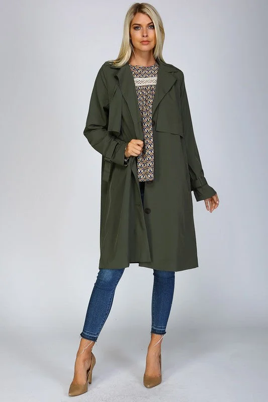 Single Breasted Trench Coat Wool Cashmere Tweed