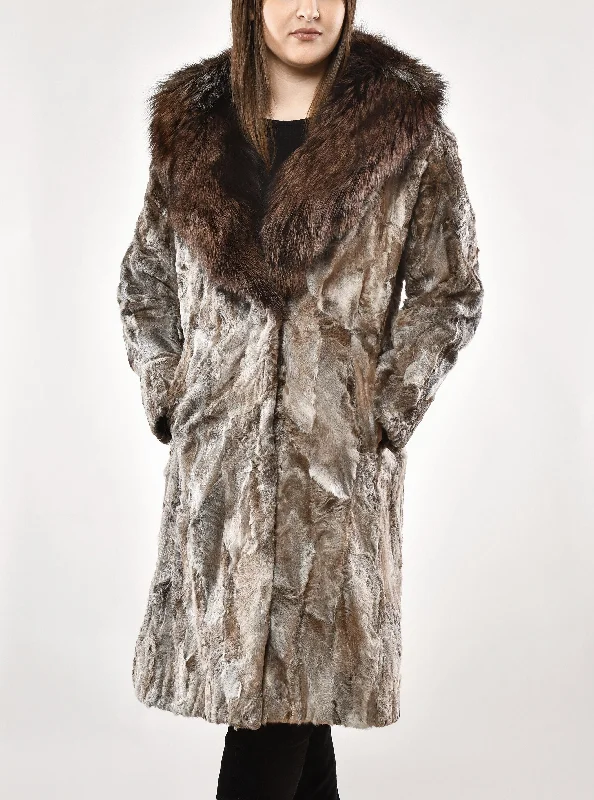 Persian Lamb Fur Coat Buttoned Toggled Snapped