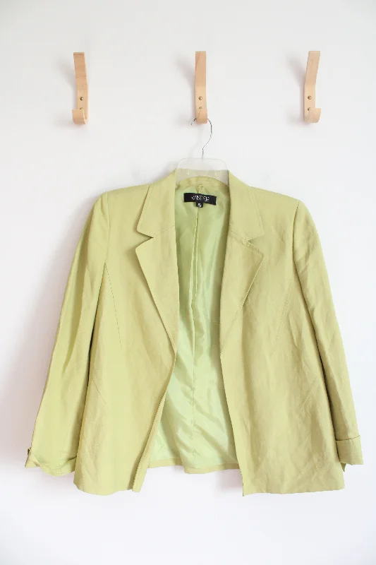 Kasper Chartreuse Linen Blend Blazer | 12 Women's Classic Blazer