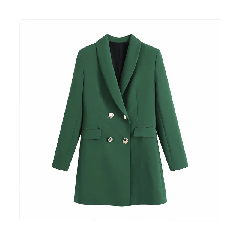 Long Double Breasted Blazer Women's Vintage Jacket