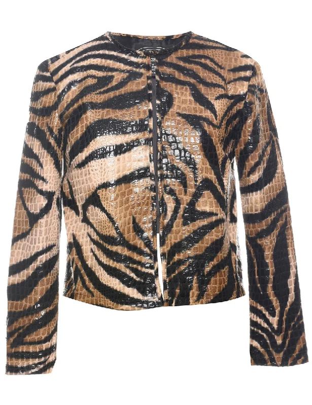 Animal Print Evening Jacket - S Insulated Jacket Fitted Jacket Loose Jacket