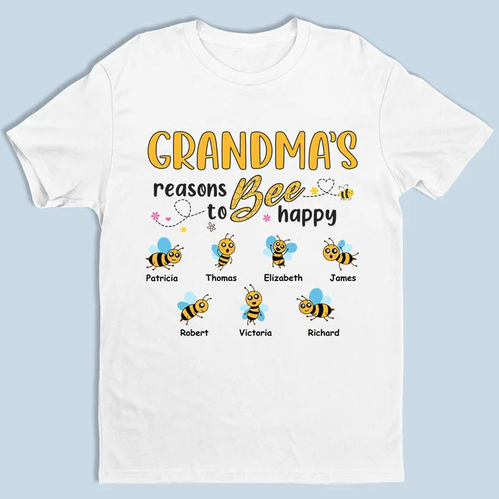 A Grandma's Happy Beacause Of Her Children - Family Personalized Custom Unisex T-shirt, Hoodie, Sweatshirt -  Mother's Day, Birthday Gift For Grandma