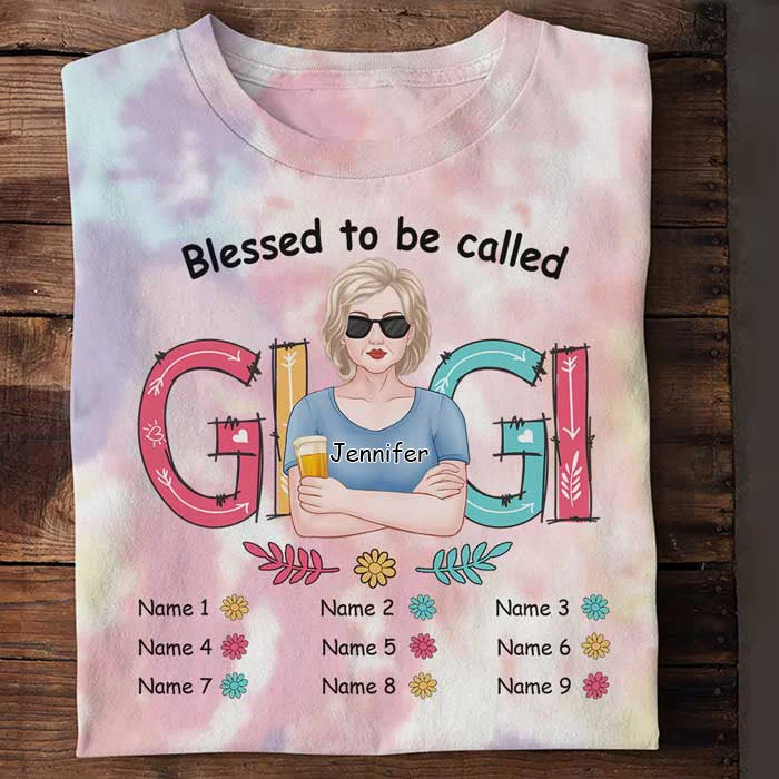 Blessed To Be Called Gigi - Gift For Mom, Grandma - Personalized Unisex All-Over Printed T-Shirt