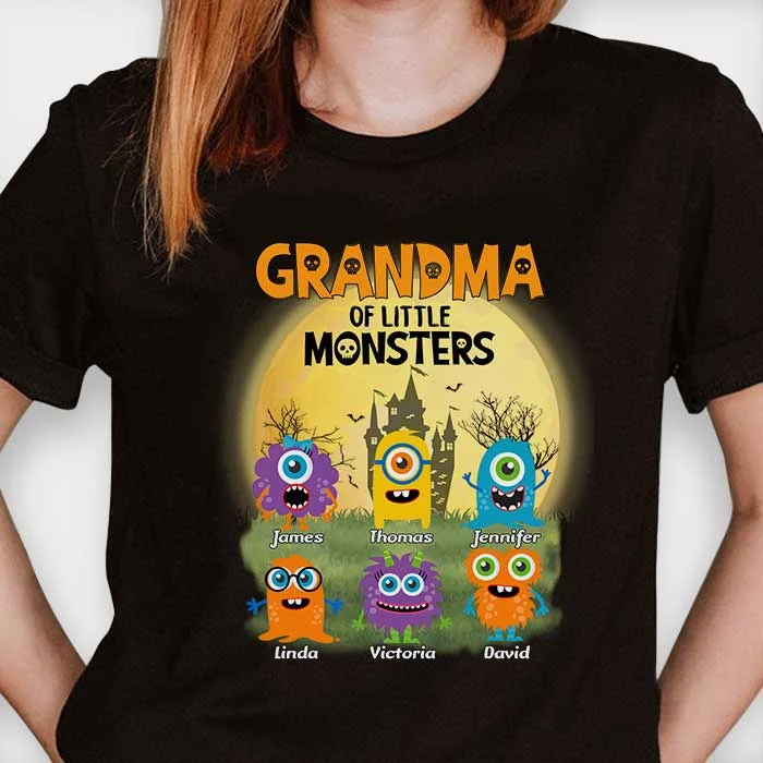 Grandma Of Little Monsters - Personalized Unisex T-Shirt, Hoodie, Sweatshirt - Gift For Grandma, Grandparents, Halloween Gift