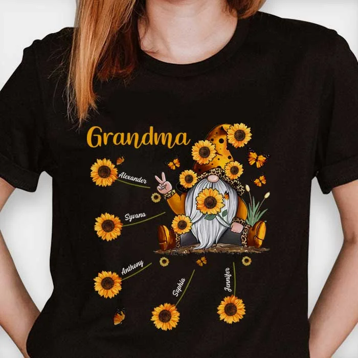 Grandma & Sunflower Kids - Gift For Mom, Grandma - Personalized Unisex T-Shirt, Hoodie