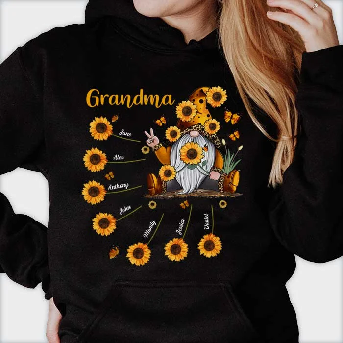 Grandma & Sunflower Kids - Gift For Mom, Grandma - Personalized Unisex T-Shirt, Hoodie