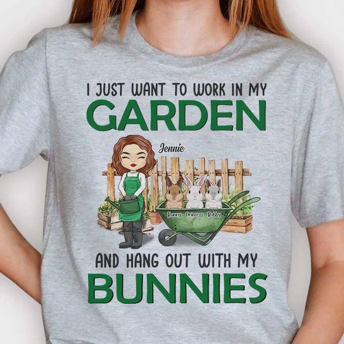 Hang Out With Bunnies - Personalized Unisex T-shirt, Hoodie - Gift For Gardening Lovers