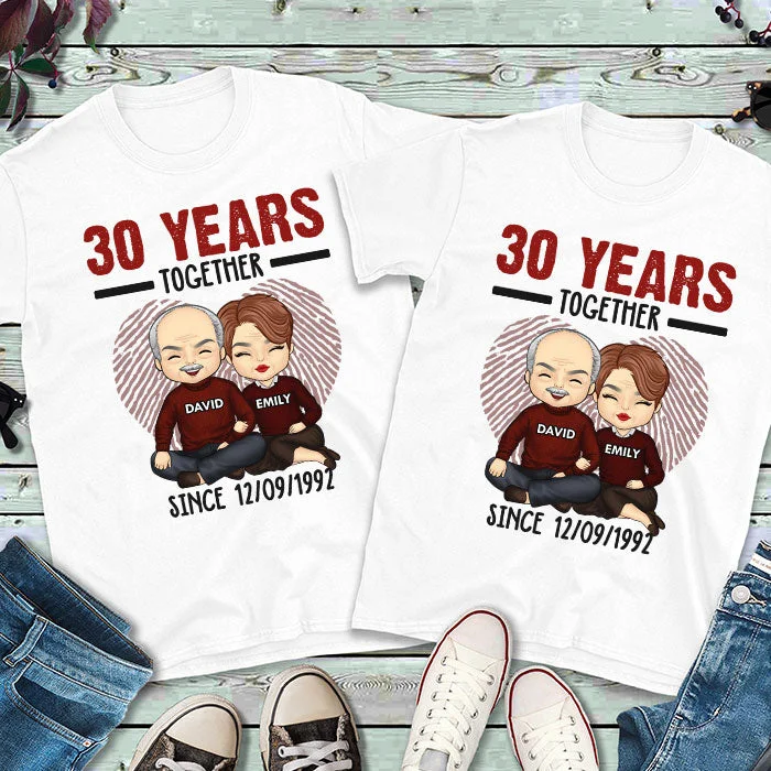 Many Years Together Since - Personalized Matching Couple T-Shirt - Gift For Couple, Husband Wife, Anniversary, Engagement, Wedding, Marriage Gift