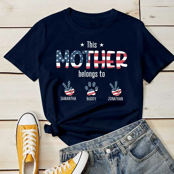 This Mama Belongs To These Kids - Gifts For 4th Of July - Personalized Unisex T-Shirt