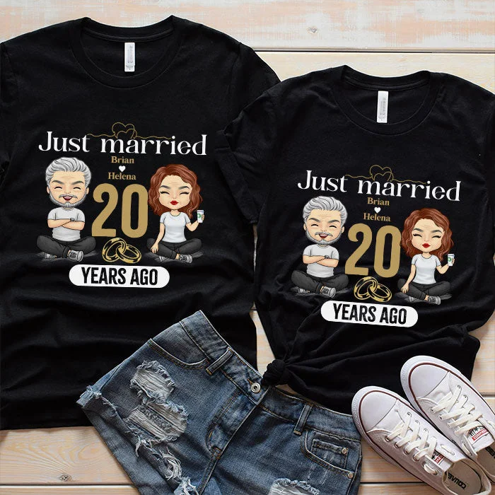 We Just Got Married A Few Years Ago - Personalized Matching Couple T-Shirt - Gift For Couple, Husband Wife, Anniversary, Engagement, Wedding, Marriage Gift