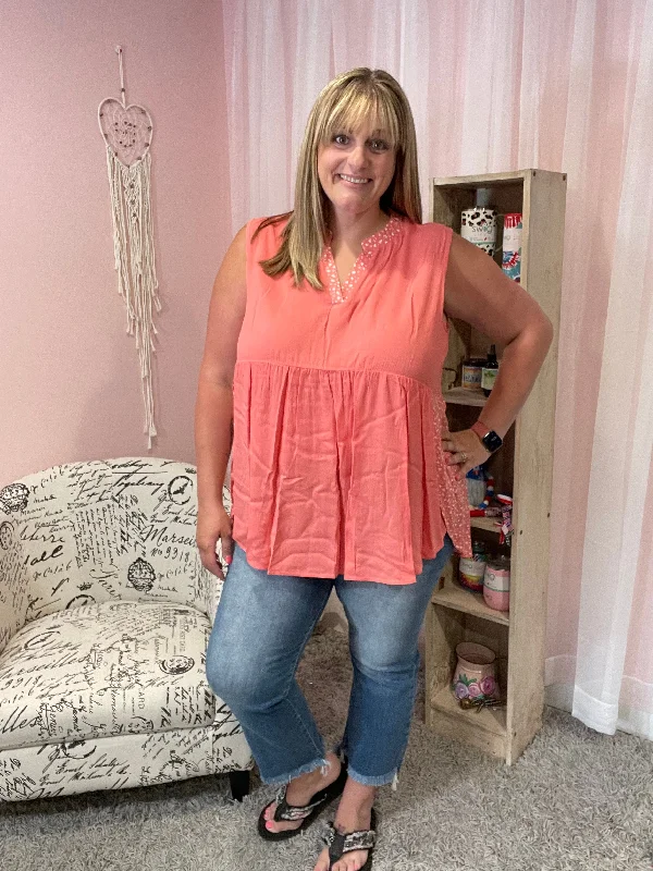 Coral Sleeveless Gabby Top